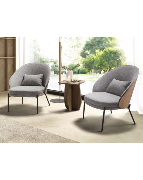 Fauteuil Gris/Noyer - 77x72x72 cm