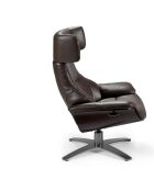 Brauner verstellbarer Drehstuhl aus Leder — 88x85x85 cm