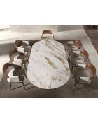 Table à Manger Blanc/Noyer - 240x120x120