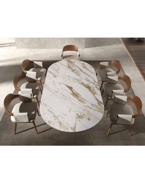 Table à Manger Blanc/Noyer - 240x120x120