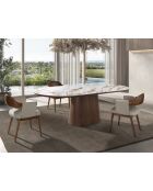 Table à Manger Blanc/Noyer - 240x120x120