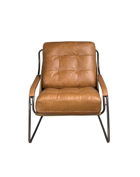 Fauteuil en Cuir Brun - 72x98x98 cm
