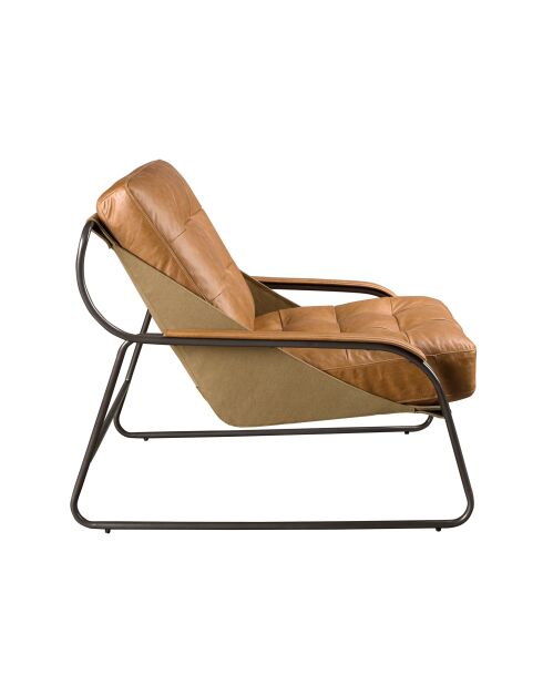 Fauteuil en Cuir Brun - 72x98x98 cm