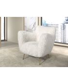 Fauteuil en Fausse Fourrure Blanc - 93x82x82 cm
