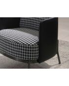 Fauteuil pied de poule noir/blanc/acier foncé - 23x68x70 cm