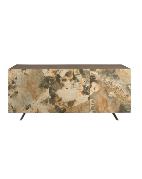 Buffet avec structure en MDF laqué beige/marron/taupe - 88x180x50 cm