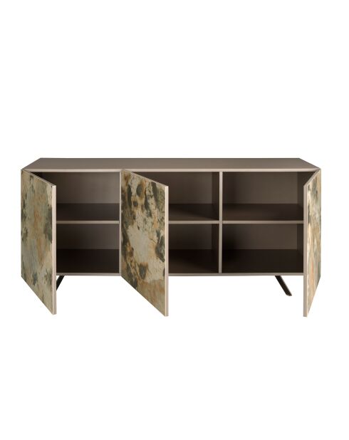 Buffet avec structure en MDF laqué beige/marron/taupe - 88x180x50 cm