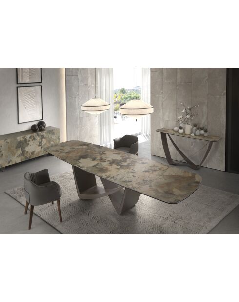 Buffet avec structure en MDF laqué beige/marron/taupe - 88x180x50 cm