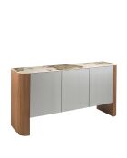 Buffet au design moderne blanc/noyer/argent - 90x160x45 cm