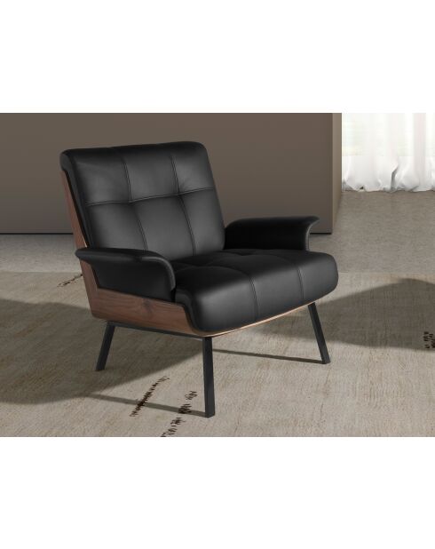 Fauteuil aux accoudoirs au design moderne noyer/noir/acier - 18x90x87 cm