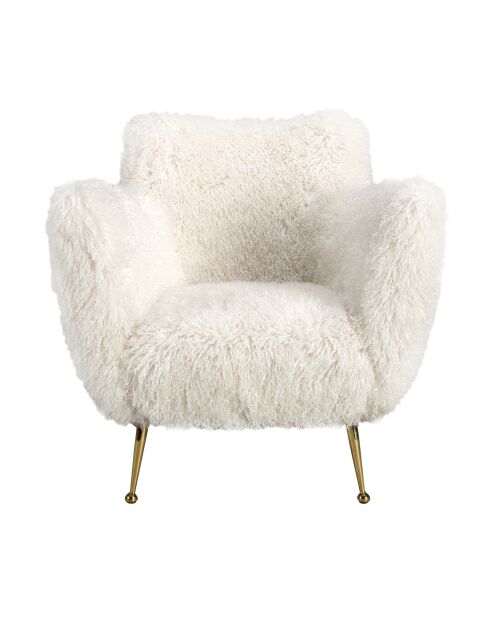 Fauteuil en Fausse Fourrure Blanc - 93x82x82 cm