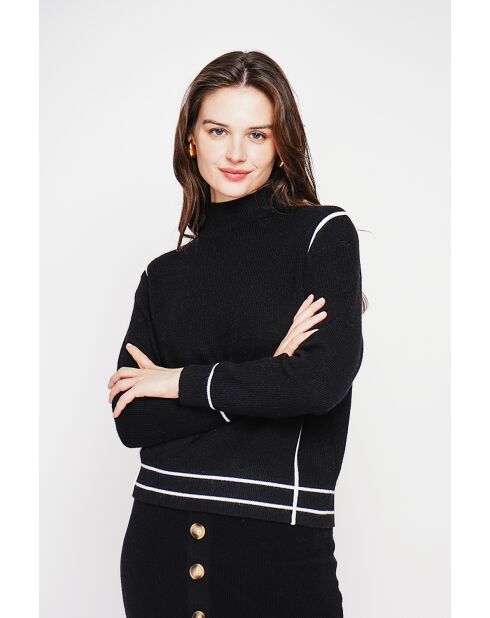 Pull col roulé montant noir