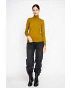 Pull col roulé classique vert olive