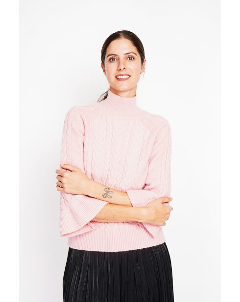 Pull col montant torsadé poudre