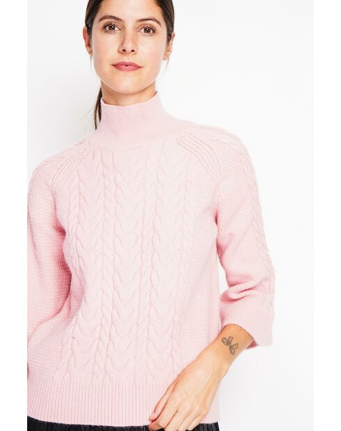 Pull col montant torsadé poudre