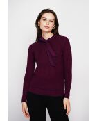 Pull en Cachemire mélangé col V à noeud bordeaux