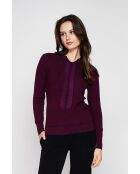 Pull en Cachemire mélangé col V à noeud bordeaux
