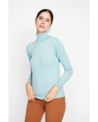 Pull col roulé classique turquoise