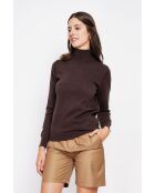Pull col roulé classique café