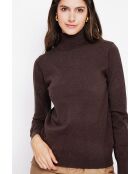 Pull col roulé classique café