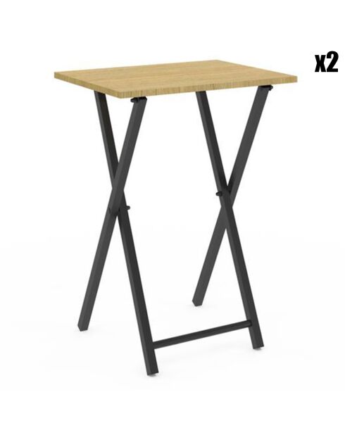2 Tables d'appoint pliantes Memphis - 48x36x65 cm