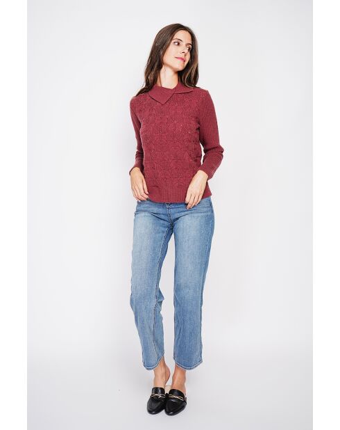 Pull col roulé croisé bordeaux
