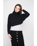 Poncho court col roulé noir