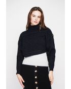 Poncho court col roulé noir