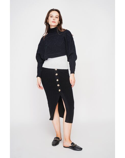 Poncho court col roulé noir