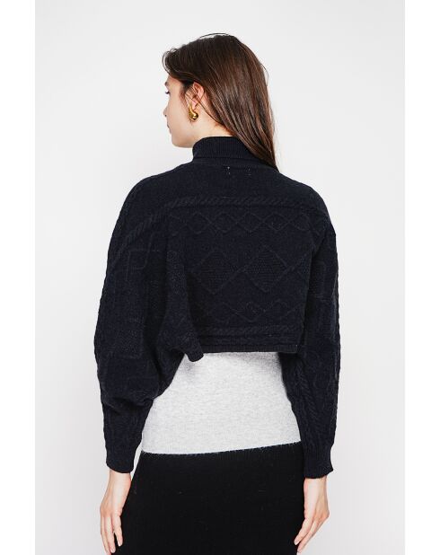 Poncho court col roulé noir