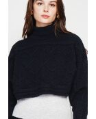 Poncho court col roulé noir