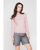 Pull col roulé classique rose poudre