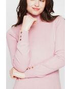 Pull col roulé classique rose poudre