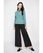 Pull en Cachemire mélangé col V à noeud turquoise