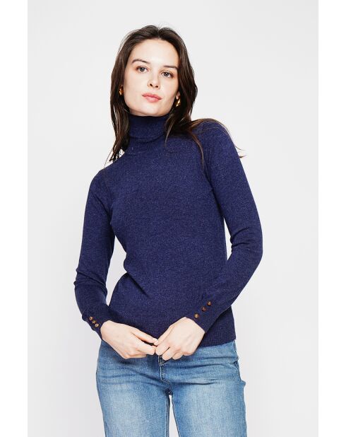 Pull col roulé classique bleu nuit