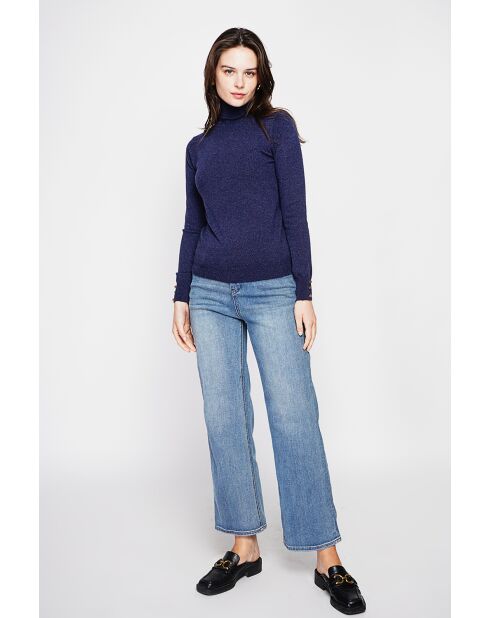 Pull col roulé classique bleu nuit