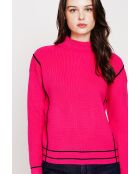 Pull col roulé montant fushia