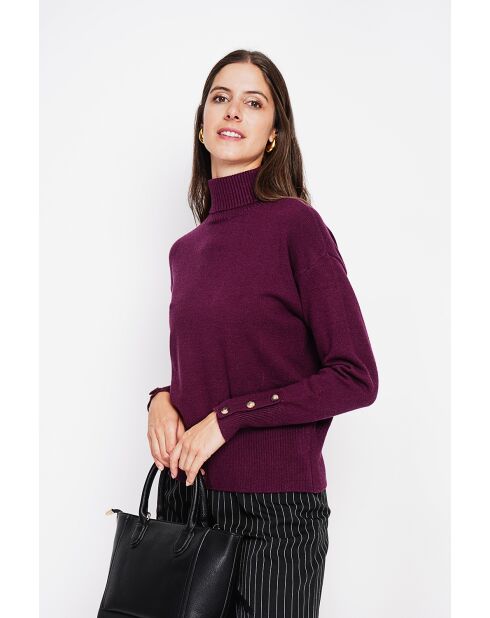 Pull col roulé bordeaux