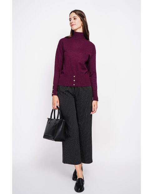Pull col roulé bordeaux