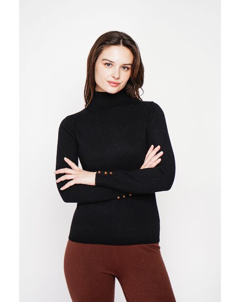 Pull col roulé classique noir