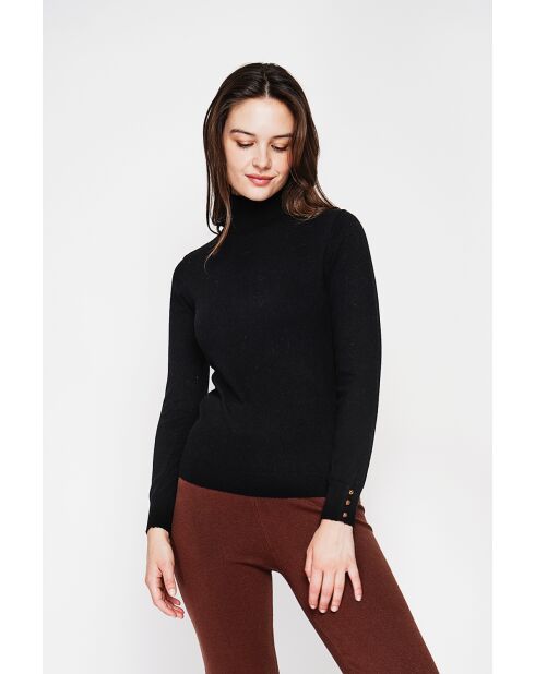 Pull col roulé classique noir
