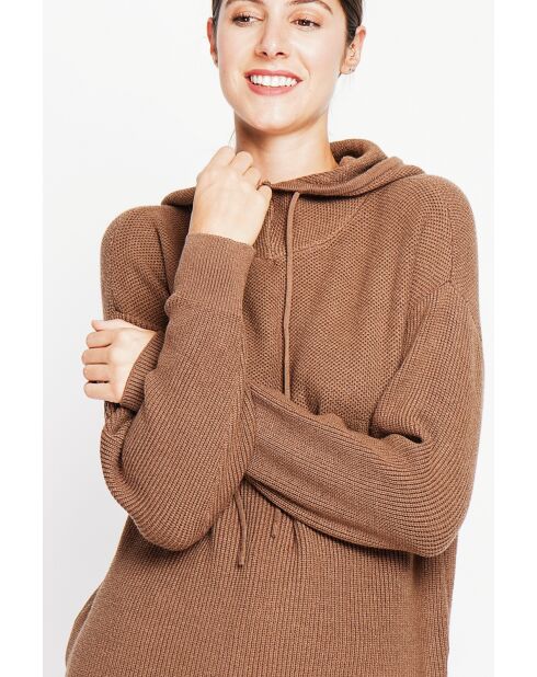 Pull à capuche marron