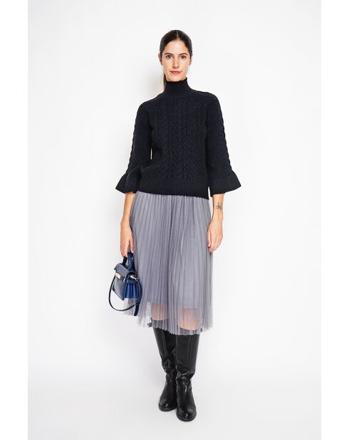 Pull col montant torsadé noir