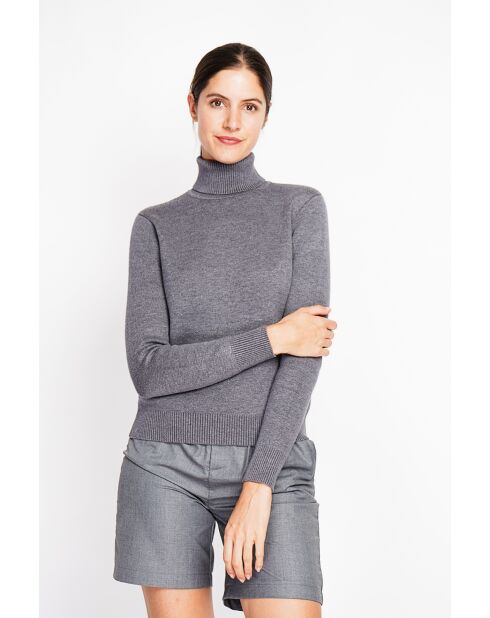 Pull col roulé fourré loup