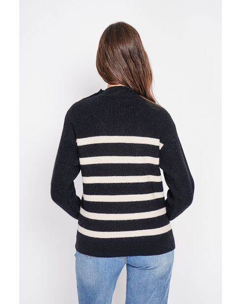 Pull col montant ajouré noir