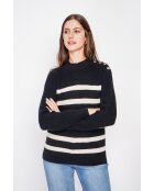 Pull col montant ajouré noir