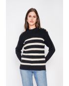 Pull col montant ajouré noir