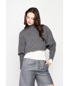 Poncho court col roulé loup