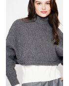 Poncho court col roulé loup