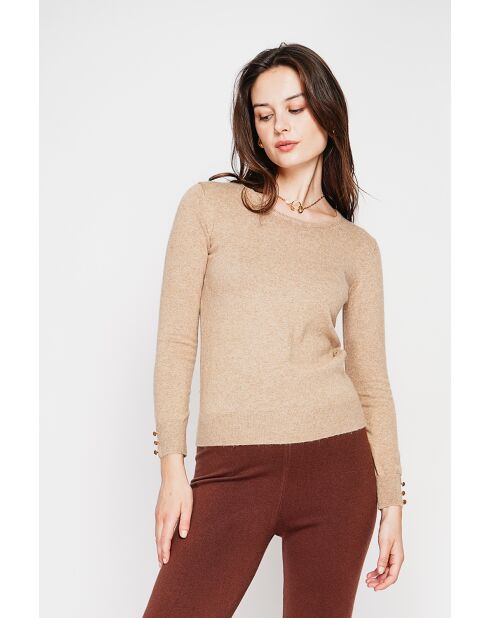 Pull col rond classique nougat